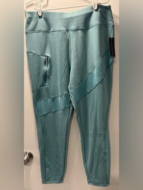 Tahari Sport Light Teal Leggings with Side Zip Pocket